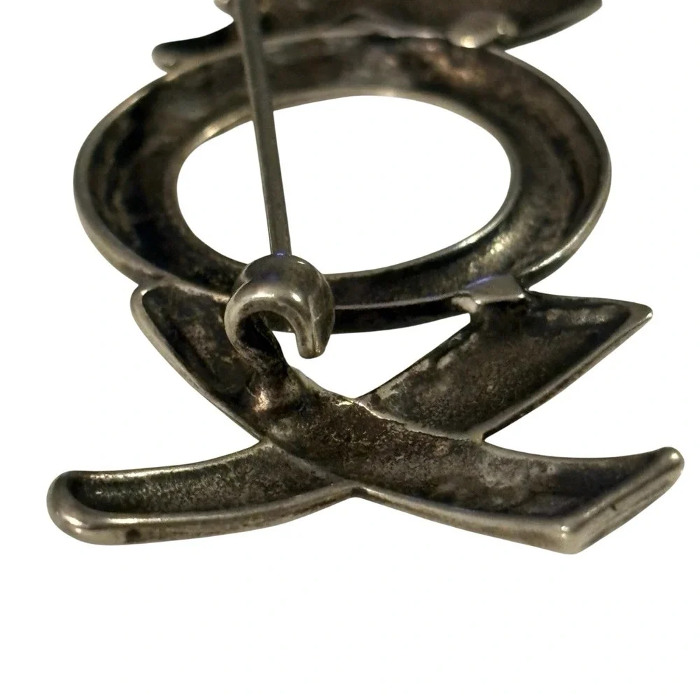 XOX Brooch Pin Sterling Silver 925 Hugs Kisses Vintage Love Gift Anniversary 2